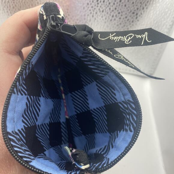 Vera Bradley Zip Coin Purse Mini Wallet 5"x4" Black Pink Purple Blue White - Picture 5 of 6